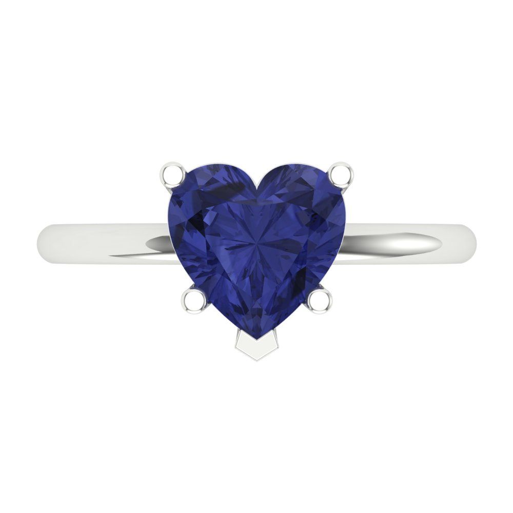 2 cttw Simulated Tanzanite Solitaire  Engagement Ring - Solid Gold (Heart Cut,8mm)