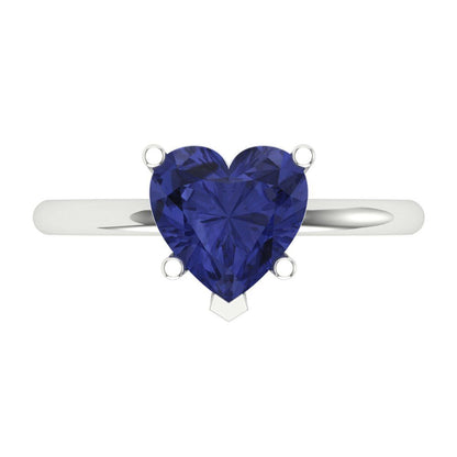 2 cttw Simulated Tanzanite Solitaire  Engagement Ring - Solid Gold (Heart Cut,8mm)
