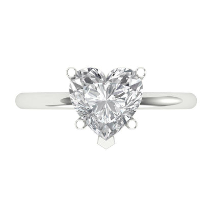 2 cttw Certified Moissanite Solitaire  Engagement Ring - Solid Gold (VVS1, D-F,Heart Cut,8mm)