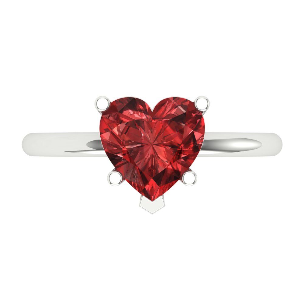 2 cttw Natural Garnet Solitaire  Engagement Ring - Solid Gold (Heart Cut,8mm)