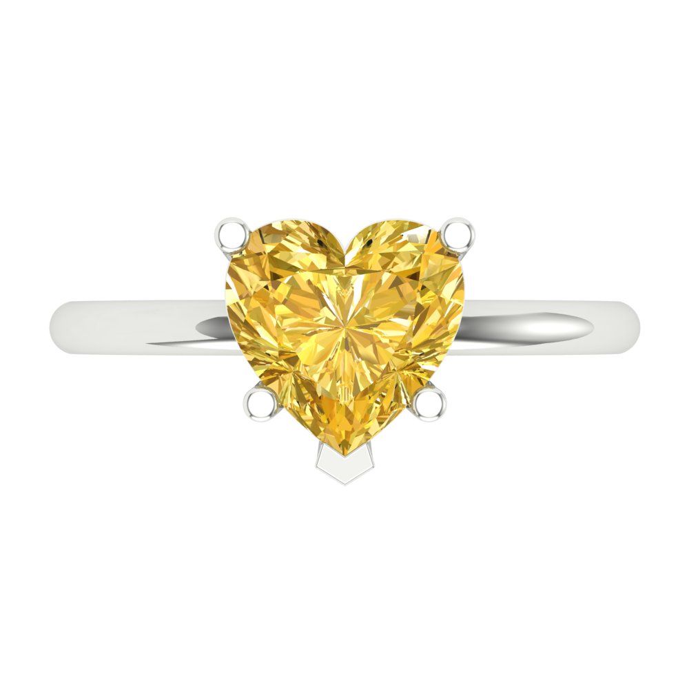 2 cttw Zirconia Simulated Yellow Diamond Solitaire  Engagement Ring - Solid Gold (VVS1, Heart Cut,8mm)