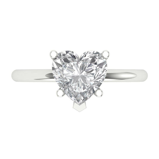 2 cttw Zirconia Simulated Diamond Solitaire  Engagement Ring - Solid White Gold (VVS1, Heart Cut,8mm)