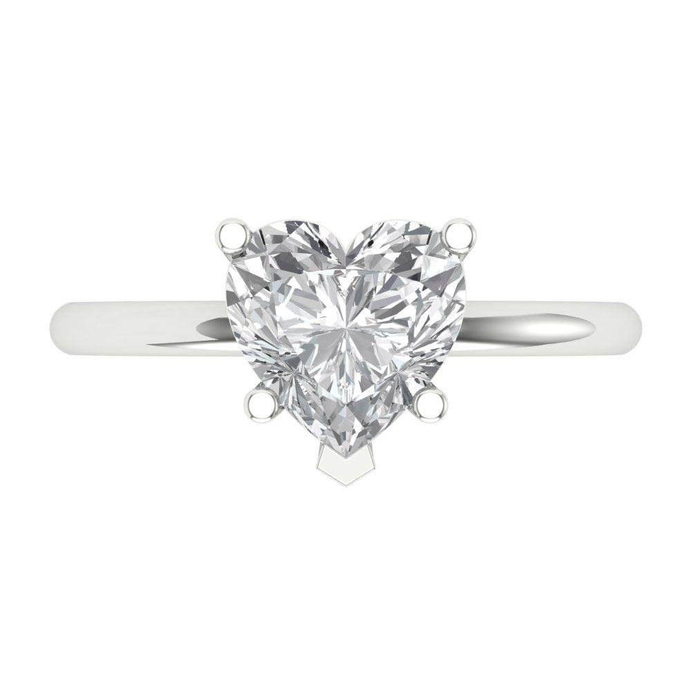 2 cttw White Sapphire Solitaire  Engagement Ring - Solid Gold (Heart Cut,8mm)