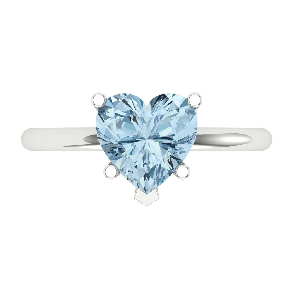 2 cttw Natural Sky Blue Topaz Solitaire  Engagement Ring - Solid Gold (Heart Cut,8mm)