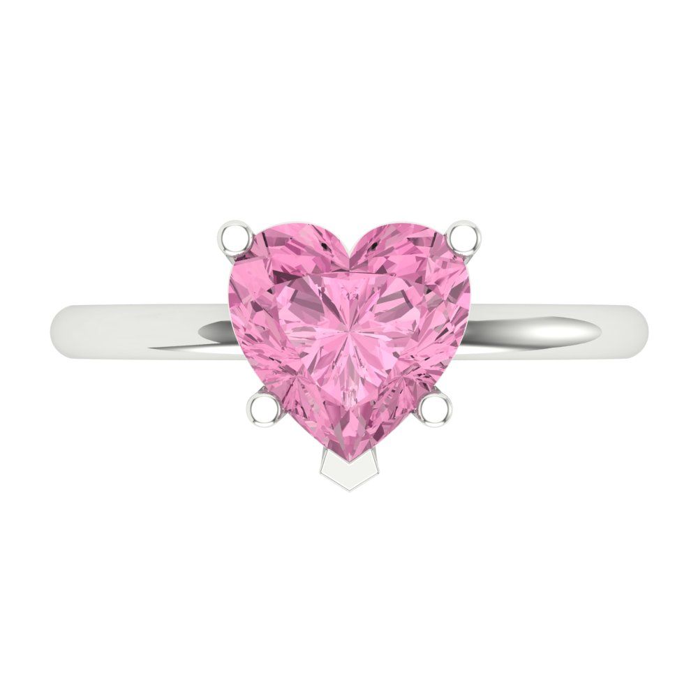 2 cttw Zirconia Simulated Pink Diamond Solitaire  Engagement Ring - Solid Gold (VVS1, Heart Cut,8mm)