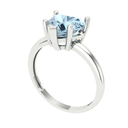 2 cttw Natural Aquamarine Solitaire  Engagement Ring - Solid Gold (Heart Cut,8mm)