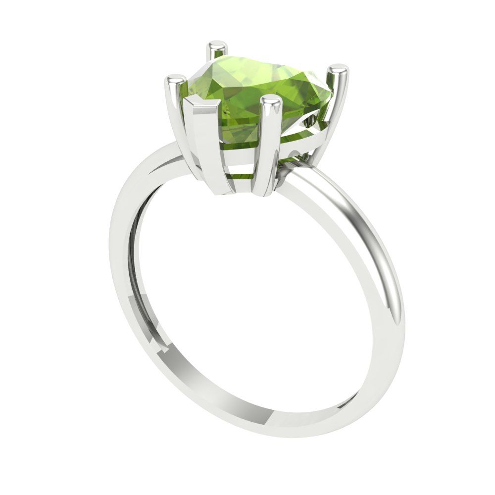 2 cttw Natural Peridot Solitaire  Engagement Ring - Solid Gold (Heart Cut,8mm)