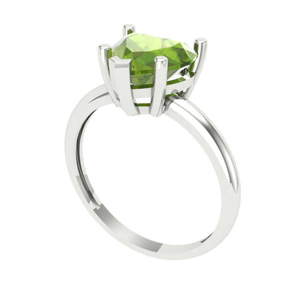 2 cttw Natural Peridot Solitaire  Engagement Ring - Solid Gold (Heart Cut,8mm)