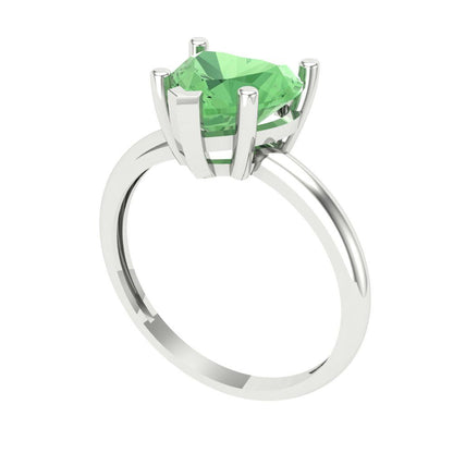 2 cttw Zirconia Simulated Green Diamond Solitaire  Engagement Ring - Solid Gold (VVS1, Heart Cut,8mm)