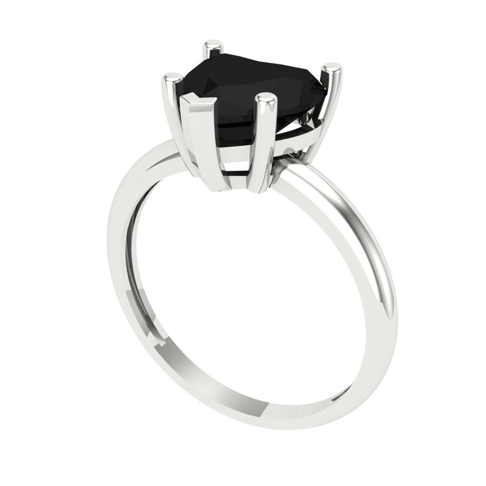 2 cttw Natural Onyx Solitaire  Engagement Ring - Solid Gold (Heart Cut,8mm)