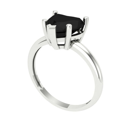 2 cttw Natural Onyx Solitaire  Engagement Ring - Solid Gold (Heart Cut,8mm)