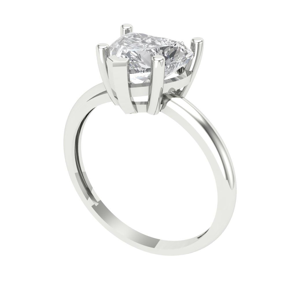 2 cttw White Sapphire Solitaire  Engagement Ring - Solid Gold (Heart Cut,8mm)