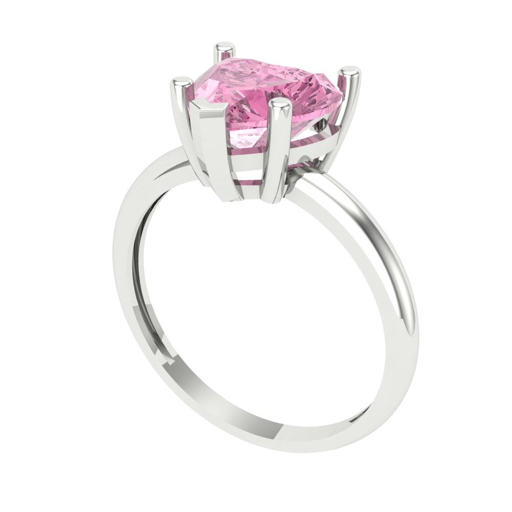 2 cttw Zirconia Simulated Pink Diamond Solitaire  Engagement Ring - Solid Gold (VVS1, Heart Cut,8mm)