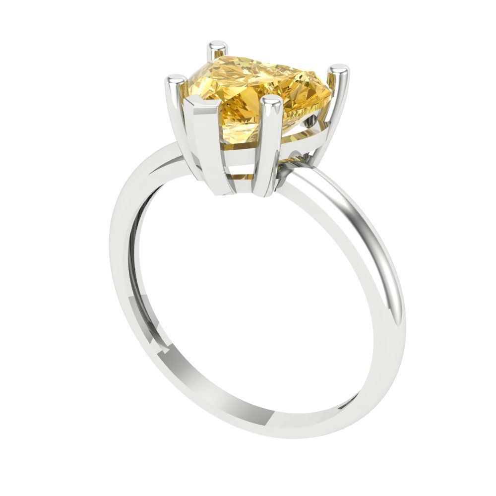 2 cttw Zirconia Simulated Yellow Diamond Solitaire  Engagement Ring - Solid Gold (VVS1, Heart Cut,8mm)