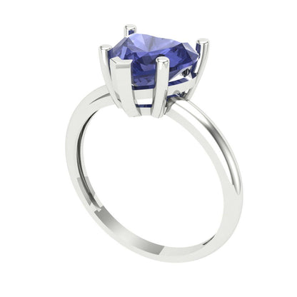 2 cttw Simulated Tanzanite Solitaire  Engagement Ring - Solid Gold (Heart Cut,8mm)