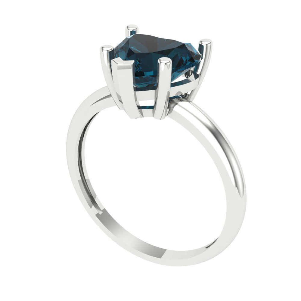 2 cttw Natural London Blue Topaz Solitaire  Engagement Ring - Solid Gold (Heart Cut,8mm)