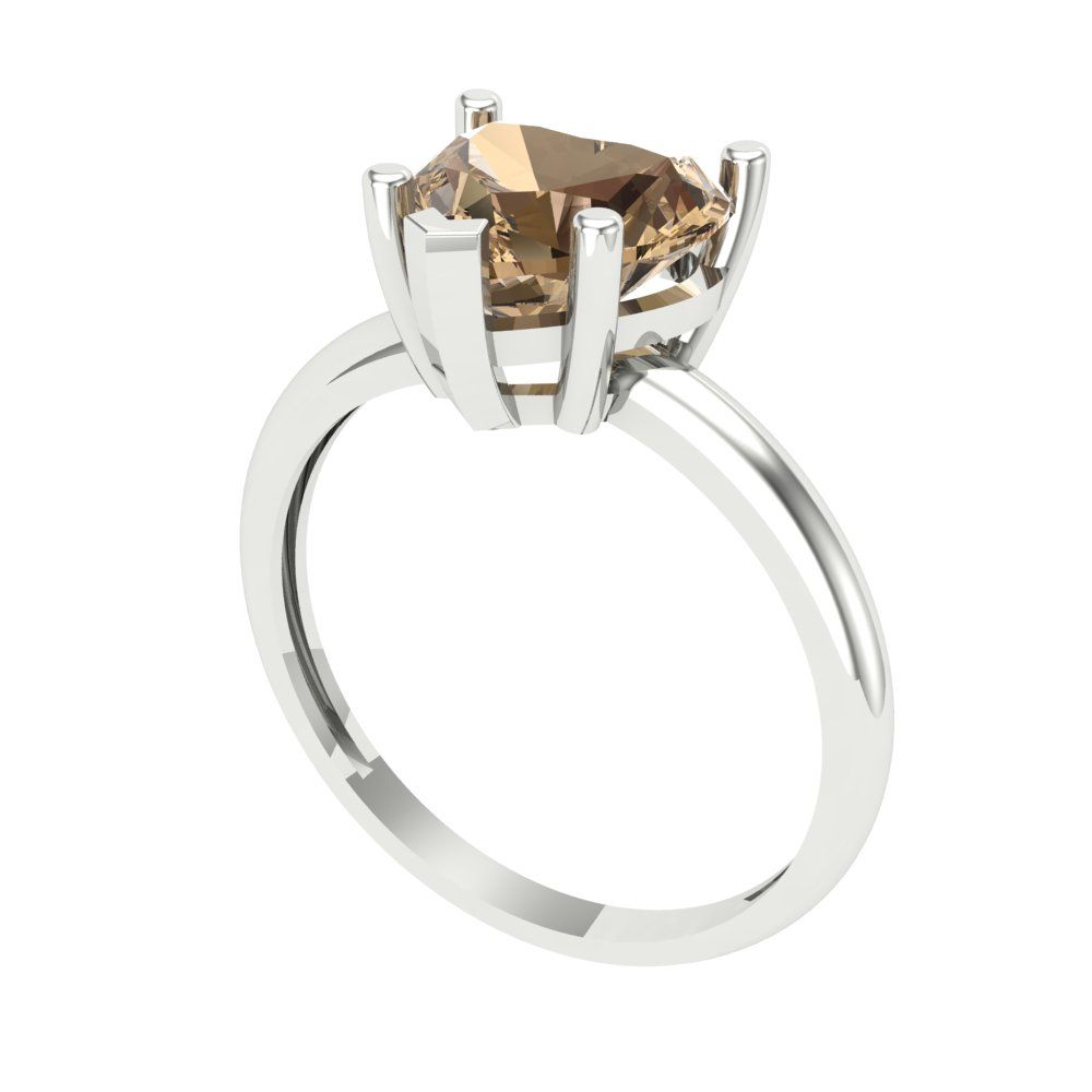 2 cttw Zirconia Simulated Champagne Diamond Solitaire  Engagement Ring - Solid Gold (VVS1, Heart Cut,8mm)
