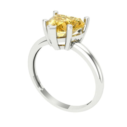 2 cttw Natural Citrine Solitaire  Engagement Ring - Solid Gold (Heart Cut,8mm)