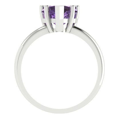 2 cttw Simulated Alexandrite Solitaire  Engagement Ring - Solid Gold (Heart Cut,8mm)