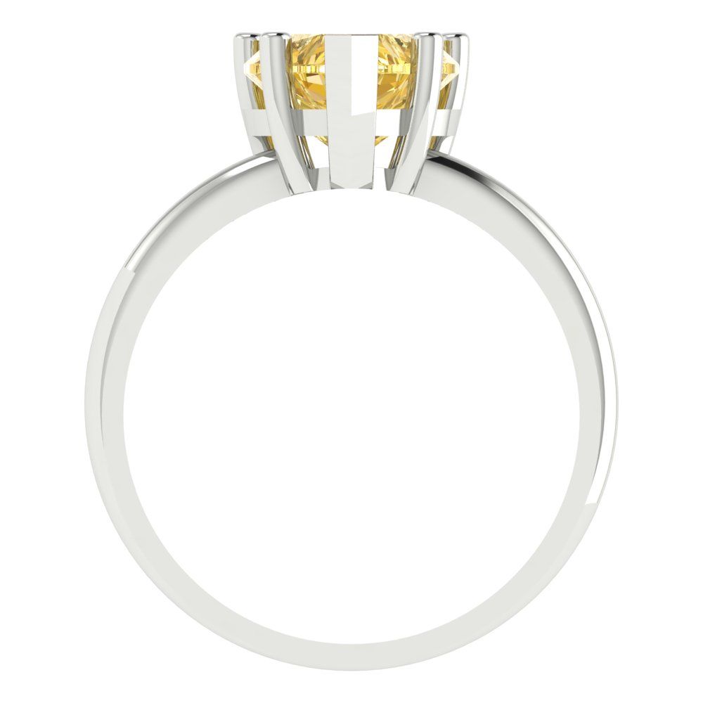 2 cttw Zirconia Simulated Yellow Diamond Solitaire  Engagement Ring - Solid Gold (VVS1, Heart Cut,8mm)