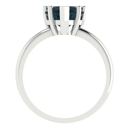 2 cttw Natural London Blue Topaz Solitaire  Engagement Ring - Solid Gold (Heart Cut,8mm)