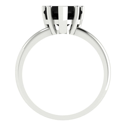 2 cttw Natural Onyx Solitaire  Engagement Ring - Solid Gold (Heart Cut,8mm)