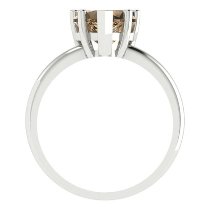 2 cttw Zirconia Simulated Champagne Diamond Solitaire  Engagement Ring - Solid Gold (VVS1, Heart Cut,8mm)