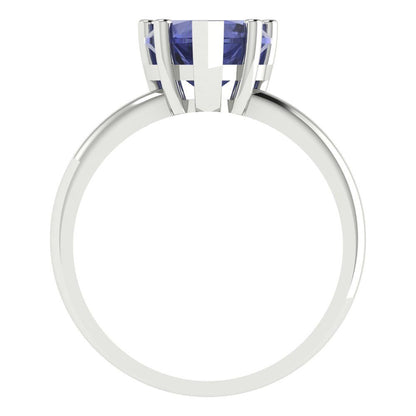 2 cttw Simulated Tanzanite Solitaire  Engagement Ring - Solid Gold (Heart Cut,8mm)