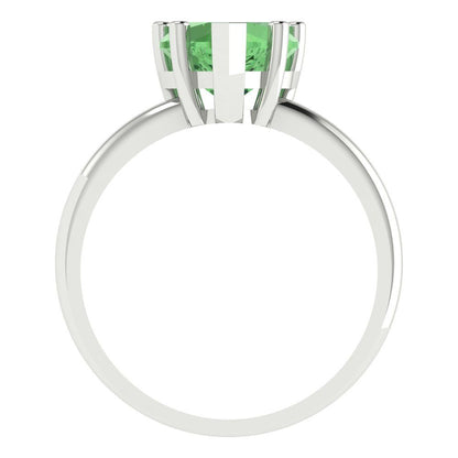 2 cttw Zirconia Simulated Green Diamond Solitaire  Engagement Ring - Solid Gold (VVS1, Heart Cut,8mm)