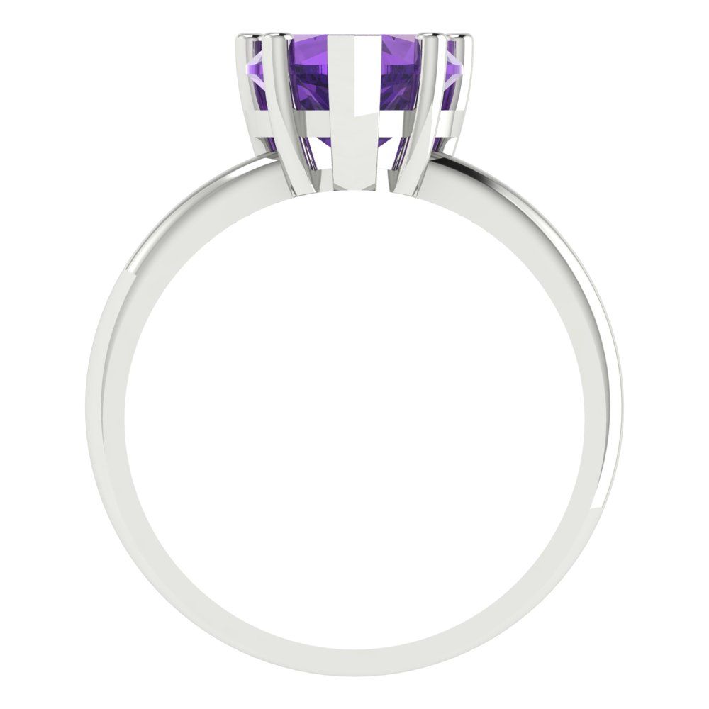 2 cttw Natural Amethyst Solitaire  Engagement Ring - Solid Gold (Heart Cut,8mm)