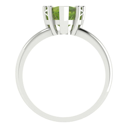 2 cttw Natural Peridot Solitaire  Engagement Ring - Solid Gold (Heart Cut,8mm)