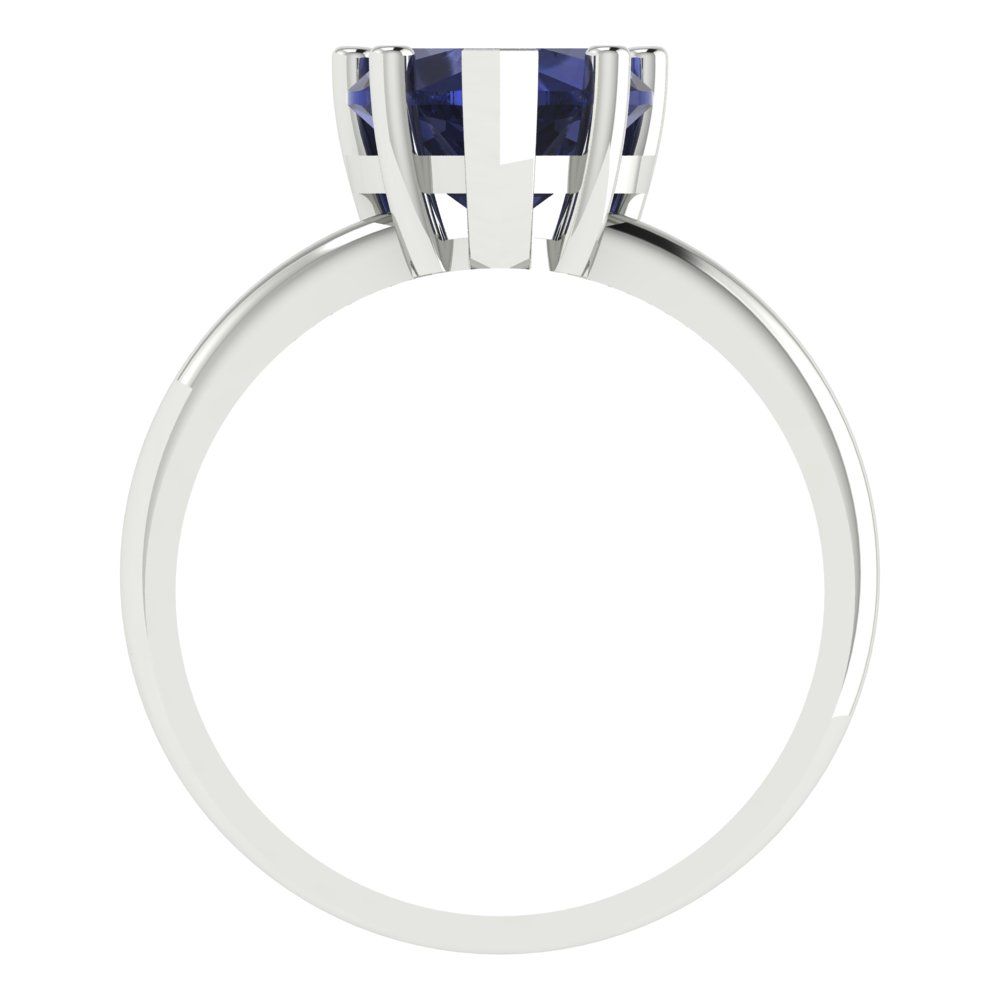 2 cttw Simulated Blue Sapphire Solitaire  Engagement Ring - Solid Gold (Heart Cut,8mm)