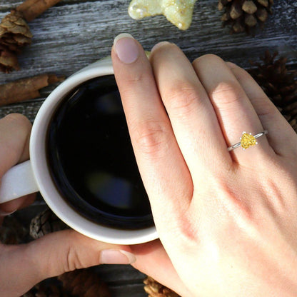 2 cttw Natural Citrine Solitaire  Engagement Ring - Solid Gold (Heart Cut,8mm)