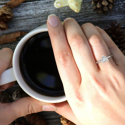 2 cttw White Sapphire Solitaire  Engagement Ring - Solid Gold (Heart Cut,8mm)