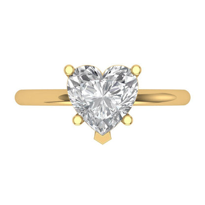 2 cttw White Sapphire Solitaire  Engagement Ring - Solid Gold (Heart Cut,8mm)