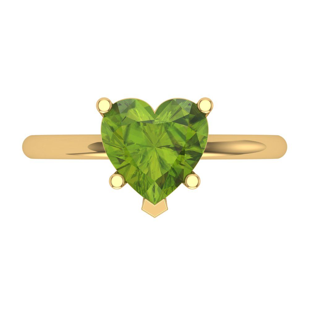 2 cttw Natural Peridot Solitaire  Engagement Ring - Solid Gold (Heart Cut,8mm)