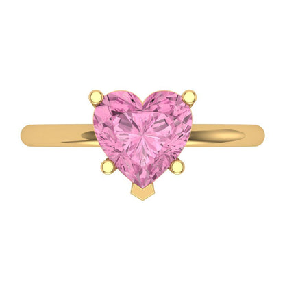 2 cttw Zirconia Simulated Pink Diamond Solitaire  Engagement Ring - Solid Gold (VVS1, Heart Cut,8mm)