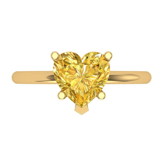 2 cttw Zirconia Simulated Yellow Diamond Solitaire  Engagement Ring - Solid Yellow Gold (VVS1, Heart Cut,8mm)