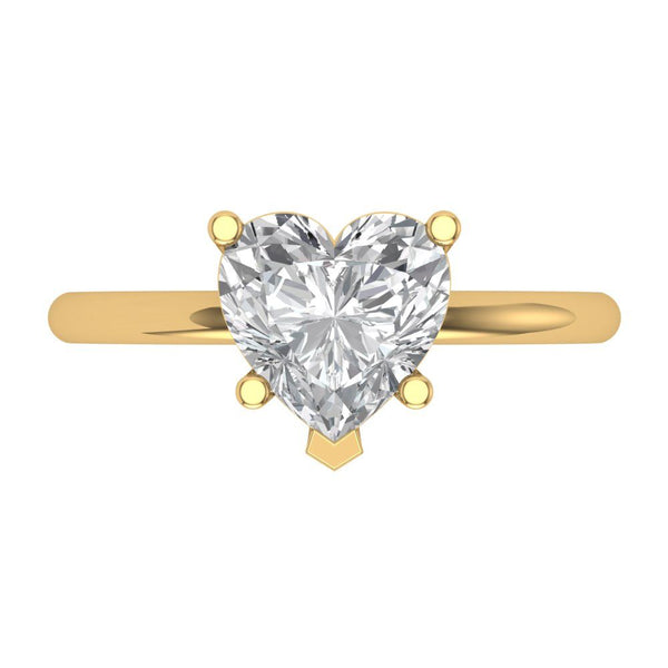 2.0 ct Brilliant Heart Cut Clear Simulated Diamond Stone Yellow Gold Solitaire Ring
