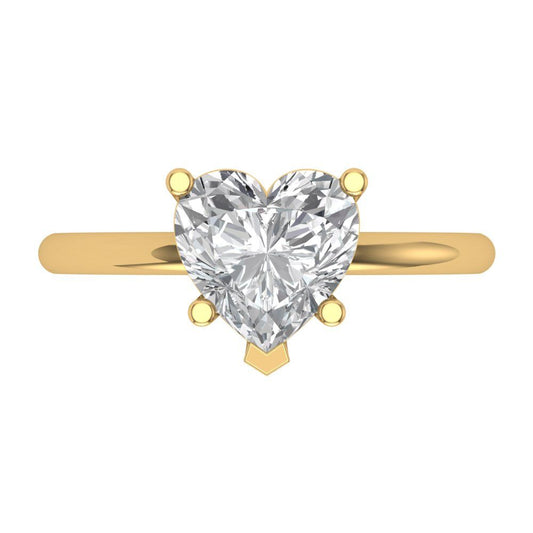 2 cttw Moissanite Solitaire  Engagement Ring - Solid Yellow Gold (VVS1, Heart Cut,8mm)