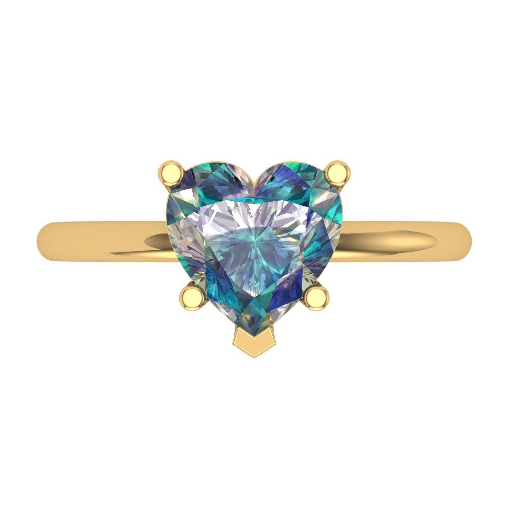 2 cttw Blue Moissanite Solitaire  Engagement Ring - Solid Gold (Heart Cut,8mm)