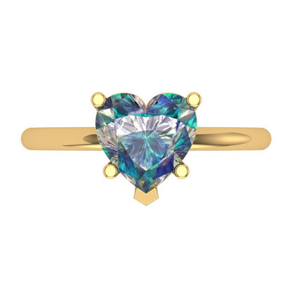 2 cttw Blue Moissanite Solitaire  Engagement Ring - Solid Gold (Heart Cut,8mm)