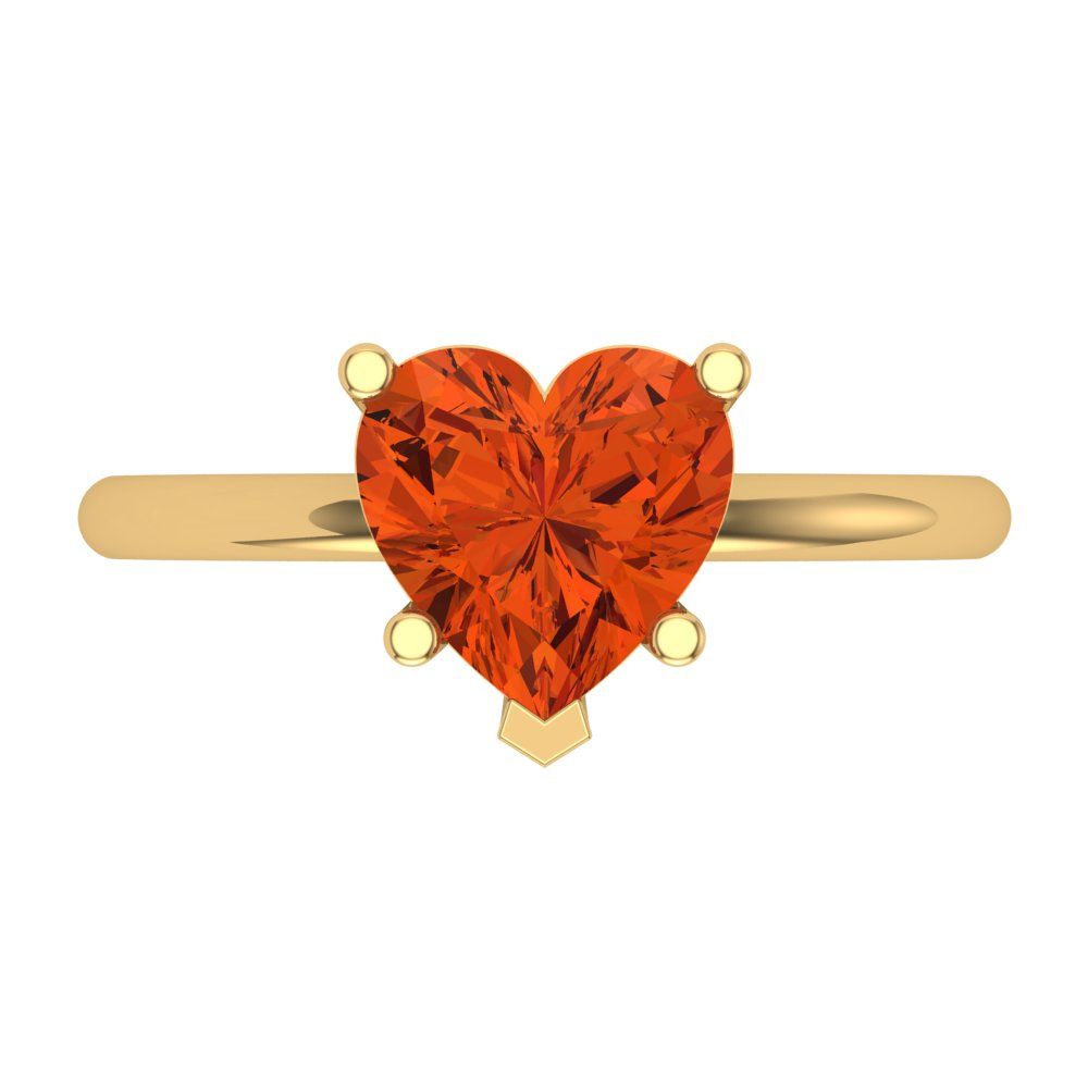 2 cttw Zirconia Simulated Red Diamond Solitaire  Engagement Ring - Solid Gold (VVS1, Heart Cut,8mm)