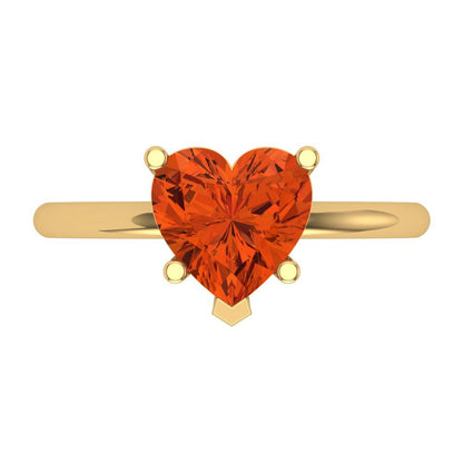 2 cttw Zirconia Simulated Red Diamond Solitaire  Engagement Ring - Solid Gold (VVS1, Heart Cut,8mm)