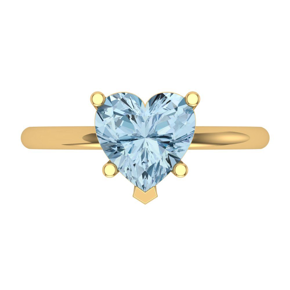 2 cttw Zirconia Simulated Blue Diamond Solitaire  Engagement Ring - Solid Gold (VVS1, Heart Cut,8mm)