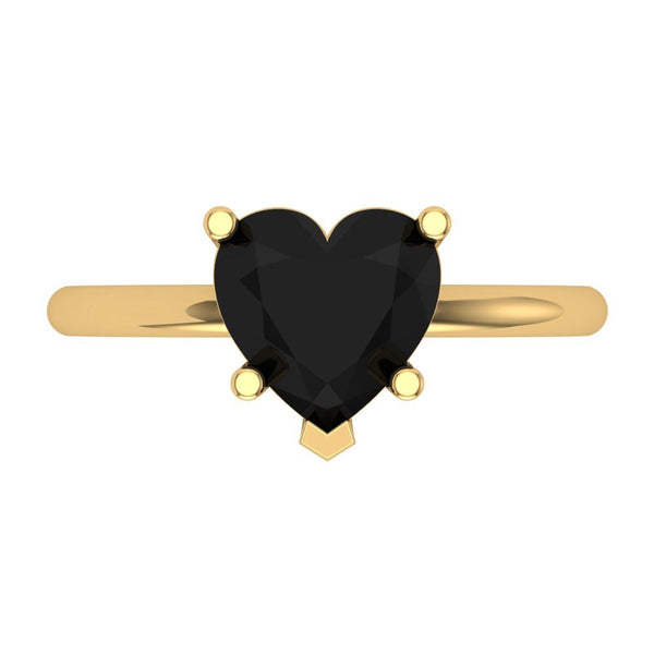 2.0 ct Brilliant Heart Cut Natural Onyx Stone Yellow Gold Solitaire Ring