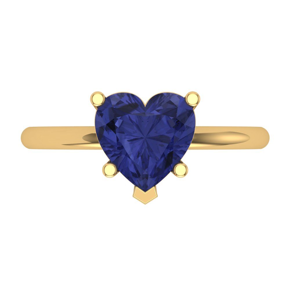2 cttw Simulated Tanzanite Solitaire  Engagement Ring - Solid Gold (Heart Cut,8mm)