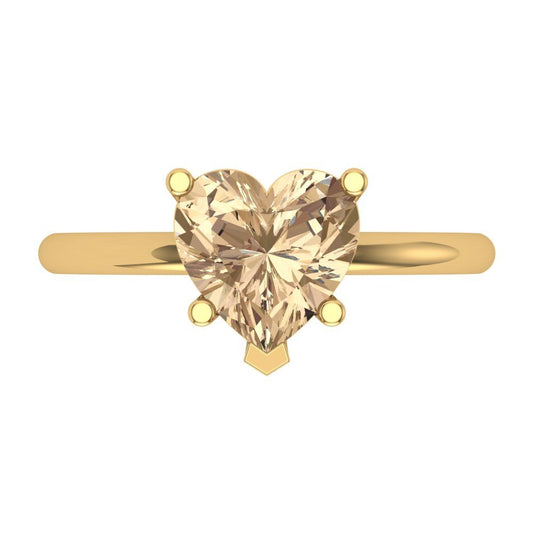 2 cttw Yellow Moissanite Solitaire  Engagement Ring - Solid Yellow Gold (VVS1, Heart Cut,8mm)