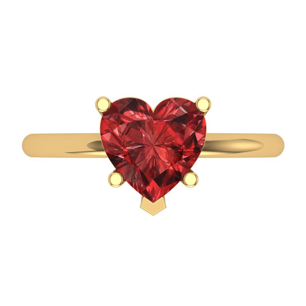 2 cttw Natural Garnet Solitaire  Engagement Ring - Solid Gold (Heart Cut,8mm)