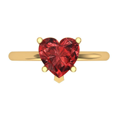 2 cttw Natural Garnet Solitaire  Engagement Ring - Solid Gold (Heart Cut,8mm)